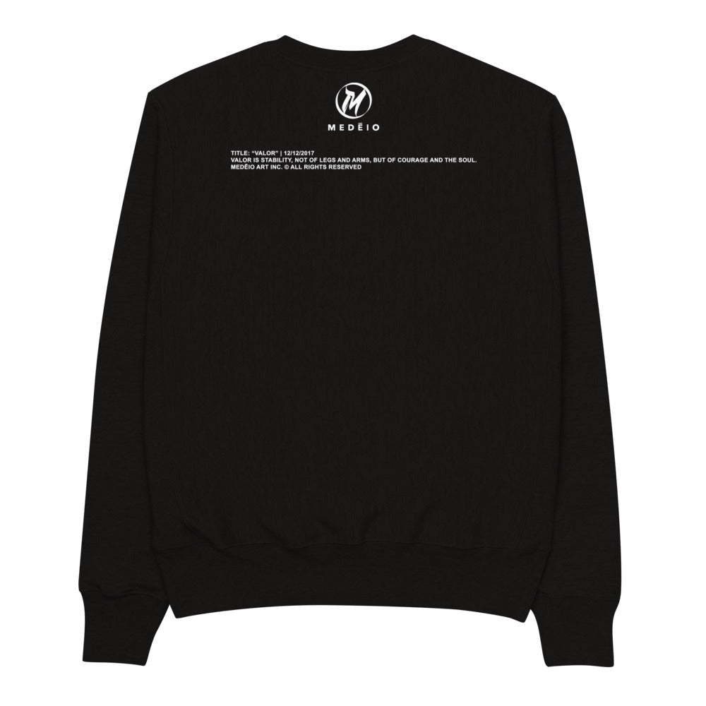 "VALOR" - MEDĒIO - MEN'S CHAMPION CREWNECK (Black/White)